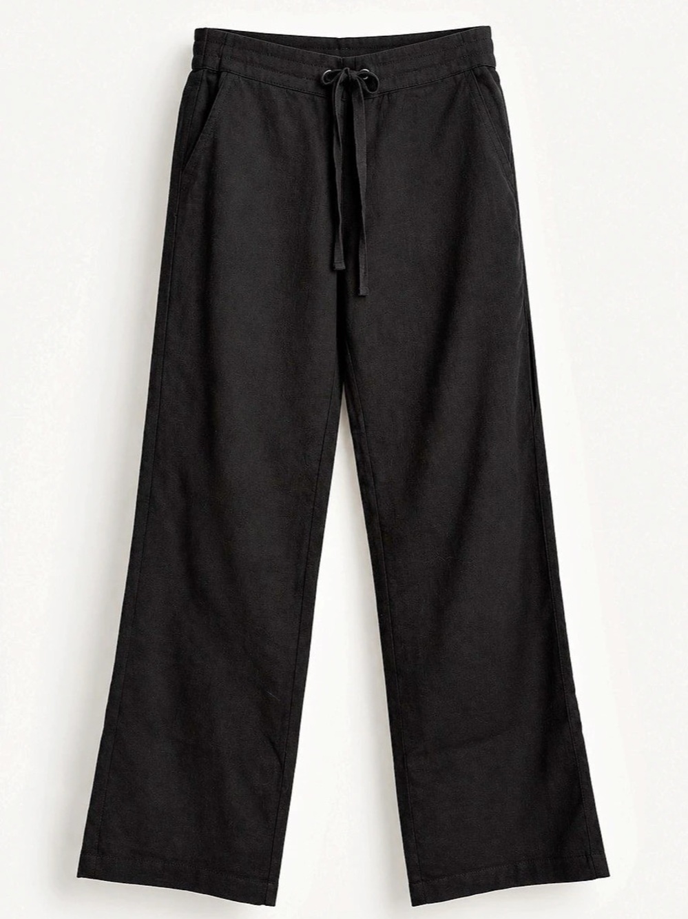 Wide Leg Linen Blend Pants in Black Size Small